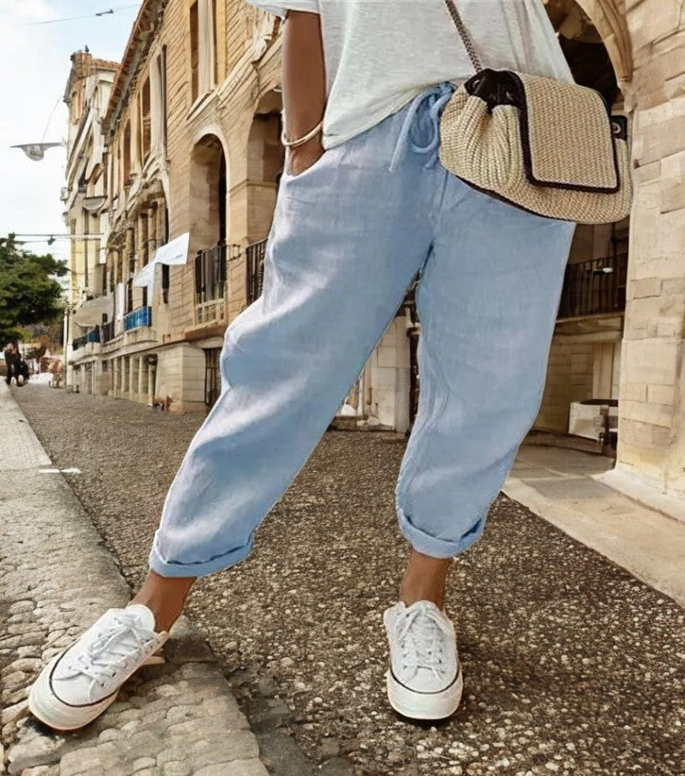 Blandine™ – Pantalon en Lin Aéré à Coupe Décontractée