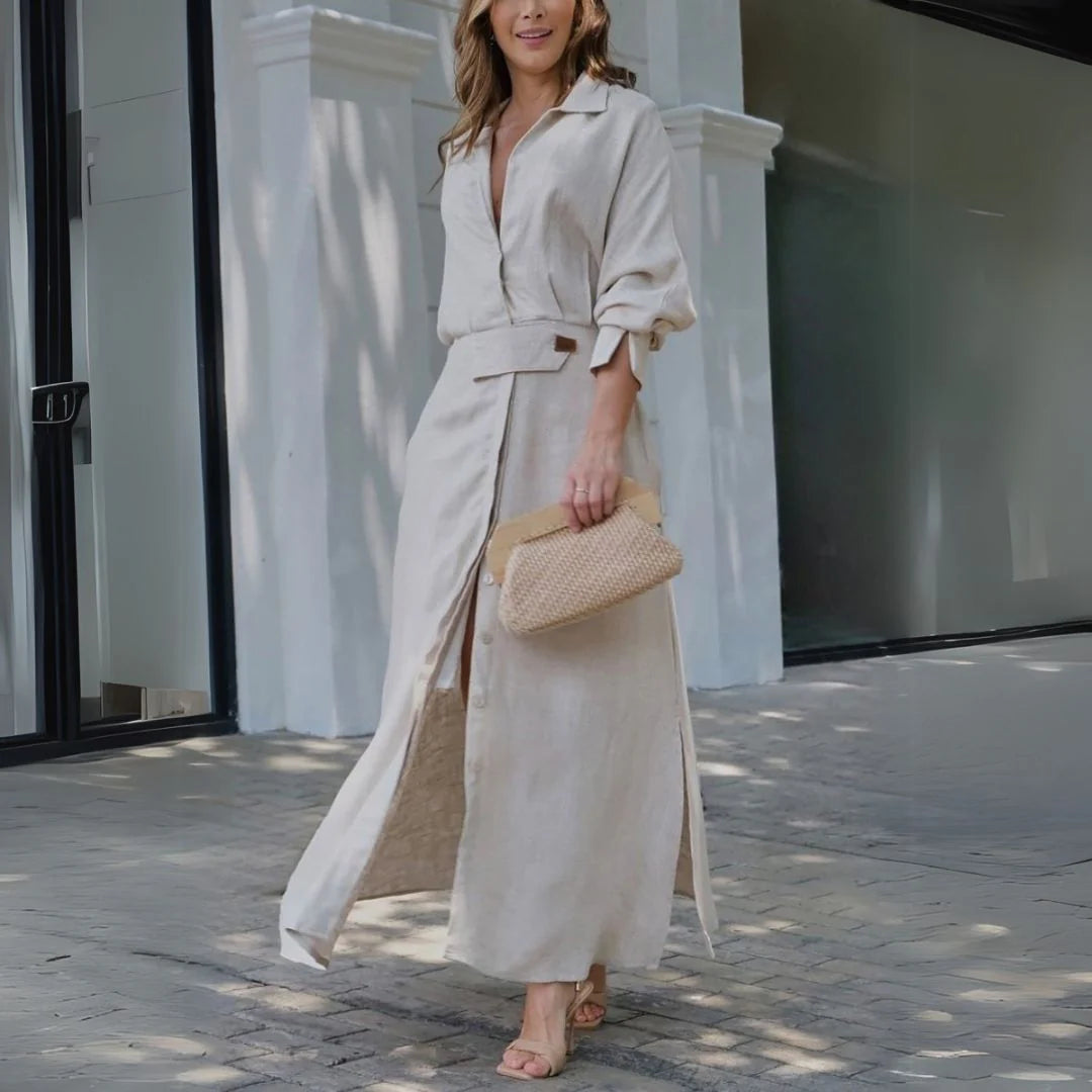 Solange™ Robe Longue Élégante à Col en V