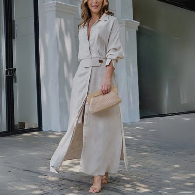 Solange™ Robe Longue Élégante à Col en V