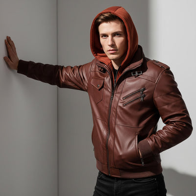 Joseph™ Veste en Cuir à Capuche