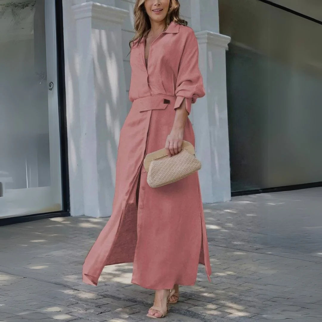 Solange™ Robe Longue Élégante à Col en V