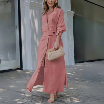 Solange™ Robe Longue Élégante à Col en V