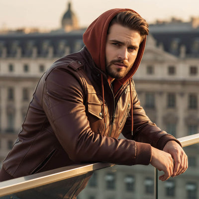 Joseph™ Veste en Cuir à Capuche