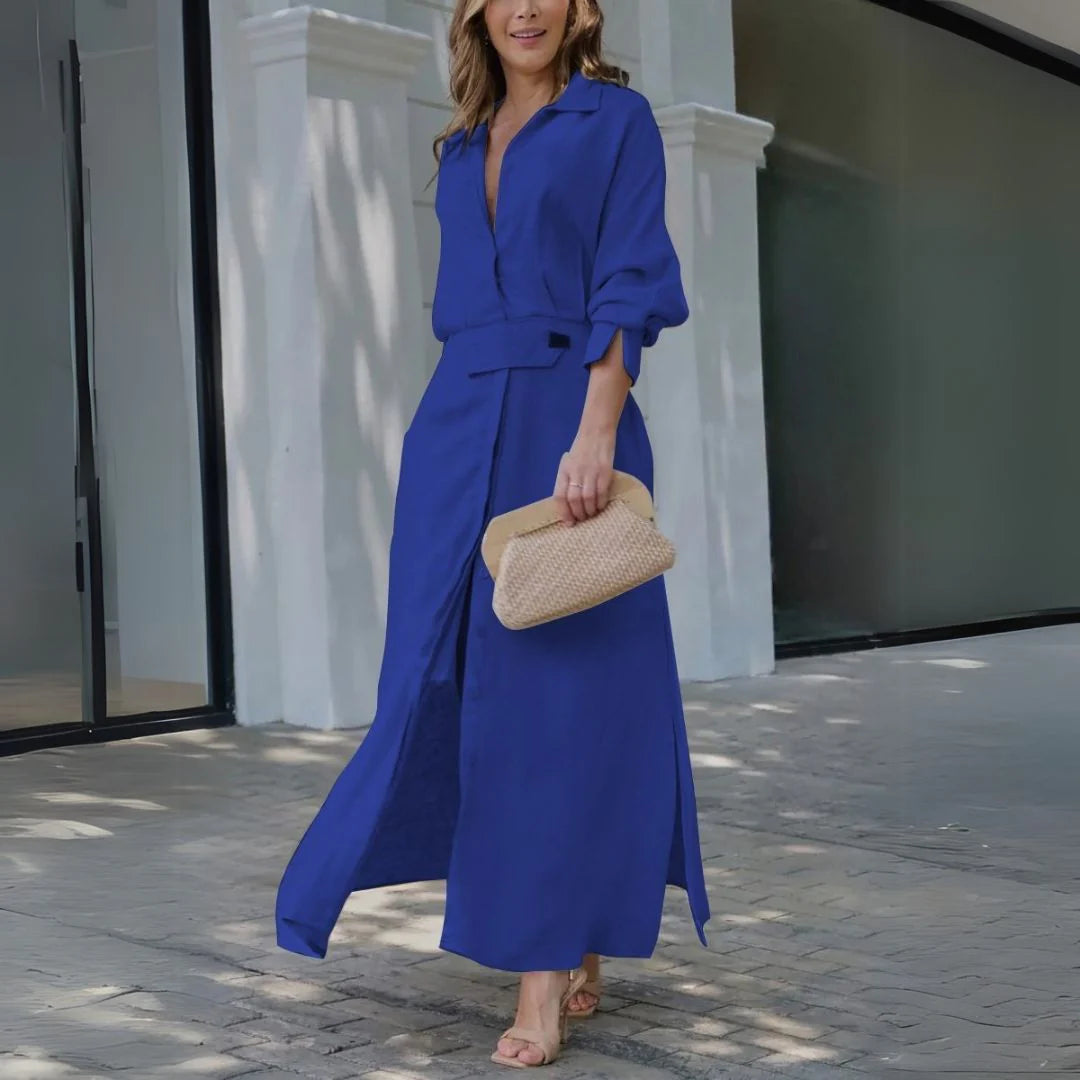 Solange™ Robe Longue Élégante à Col en V