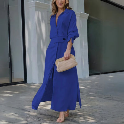 Solange™ Robe Longue Élégante à Col en V