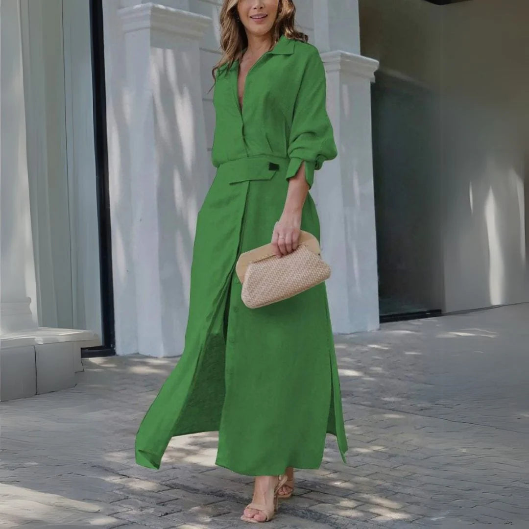 Solange™ Robe Longue Élégante à Col en V