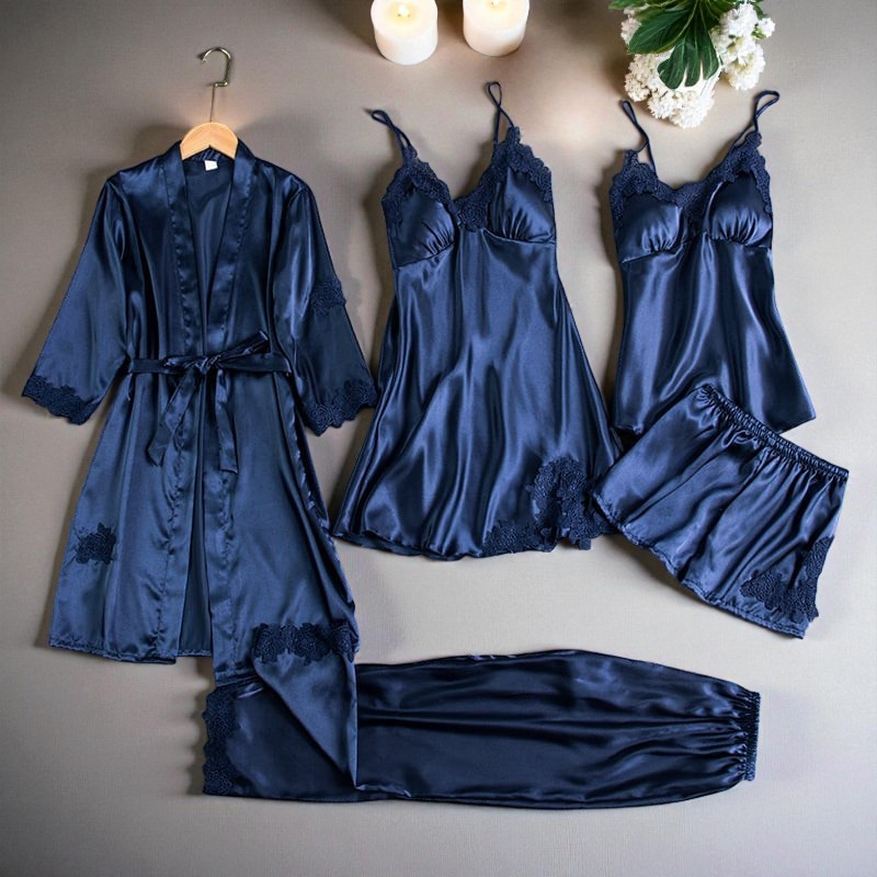 Ensemble de Lingerie en Satin de Luxe – 5 Pièces