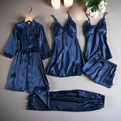 Ensemble de Lingerie en Satin de Luxe – 5 Pièces