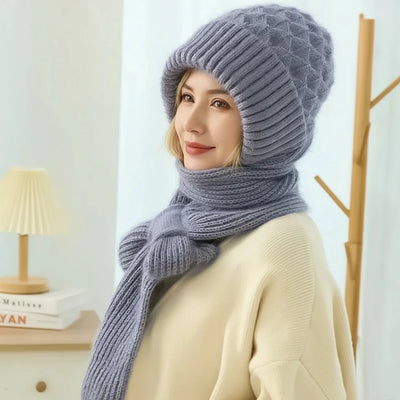 Bonnet et écharpe coupe-vent doublés en polaire avec protection auditive intégrée