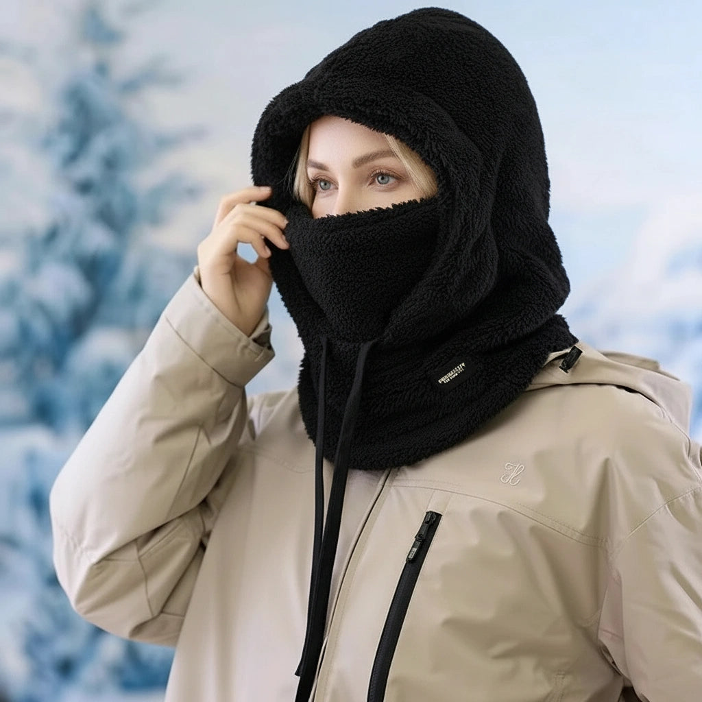 Cagoule d’Hiver Unisexe en Sherpa avec Protection Intégrale