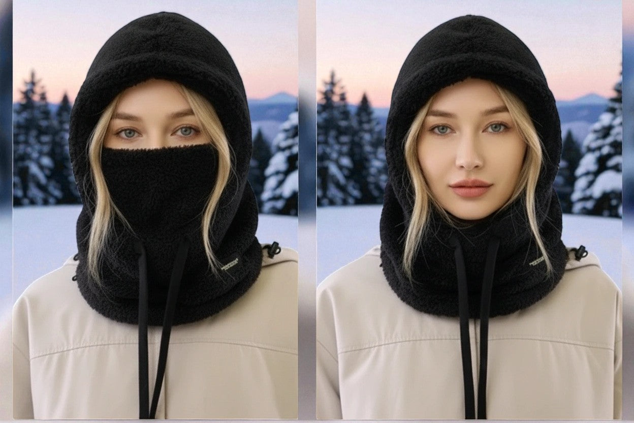 Cagoule d’Hiver Unisexe en Sherpa avec Protection Intégrale