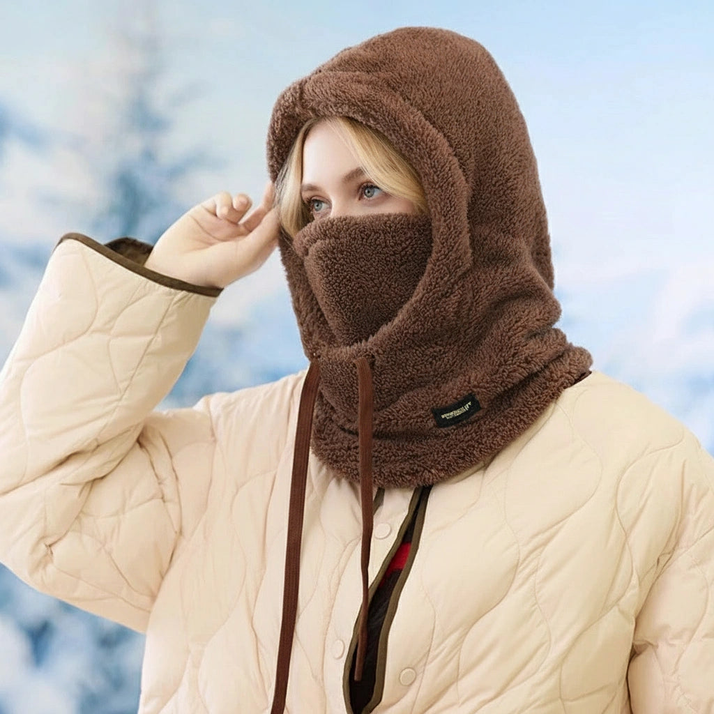 Cagoule d’Hiver Unisexe en Sherpa avec Protection Intégrale